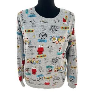 Peanuts Snoopy Character Sweatshirt Heather Gray by Mighty Fine Size Medium